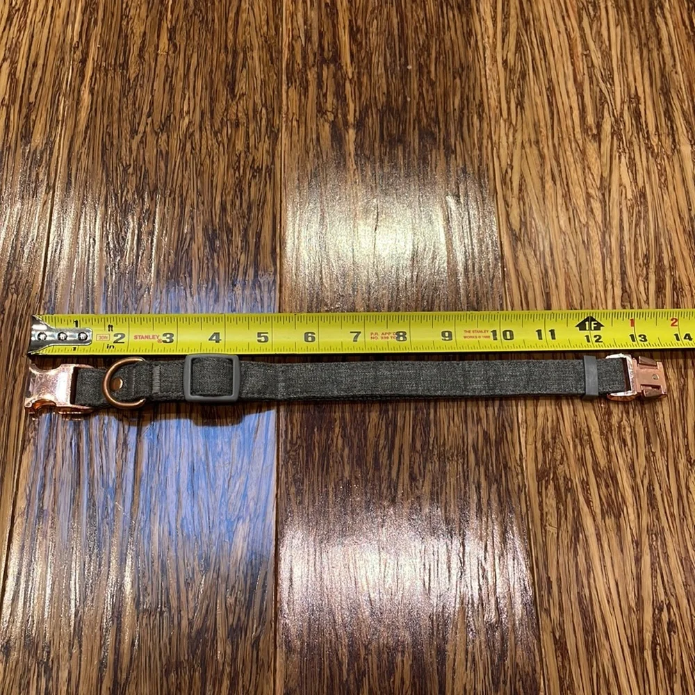 Gray rose gold adjustable dog collar 13-20”
